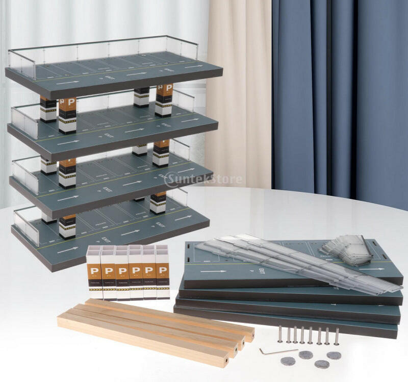 Garage Trưng Bày Xe Mô Hình 1:64 – Bãi Đỗ Xe Giả Lập Có Đèn LED - Tủ Acrylic Chống Bụi - Kệ Lưu Trữ Xe Diecast (Tomica, TLV, Hot Wheels, Mini GT).