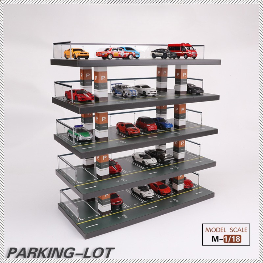 Garage Trưng Bày Xe Mô Hình 1:64 – Bãi Đỗ Xe Giả Lập Có Đèn LED - Tủ Acrylic Chống Bụi - Kệ Lưu Trữ Xe Diecast (Tomica, TLV, Hot Wheels, Mini GT).