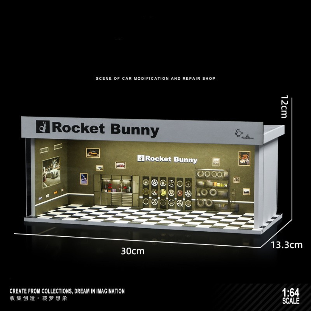 Garage  Trưng Bày Xe Mô Hình 1:64 Có Đèn LED – Tủ Mica Mini - Lắp Ráp Dễ Dàng.