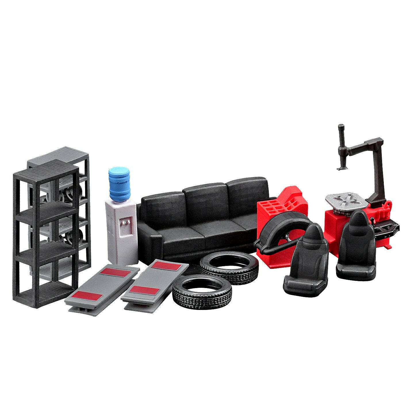 Bộ Phụ Kiện Sửa Xe 1:64 Resin Sơn Màu Sẵn – Dụng Cụ Garage Mini Diorama 3D DIY.