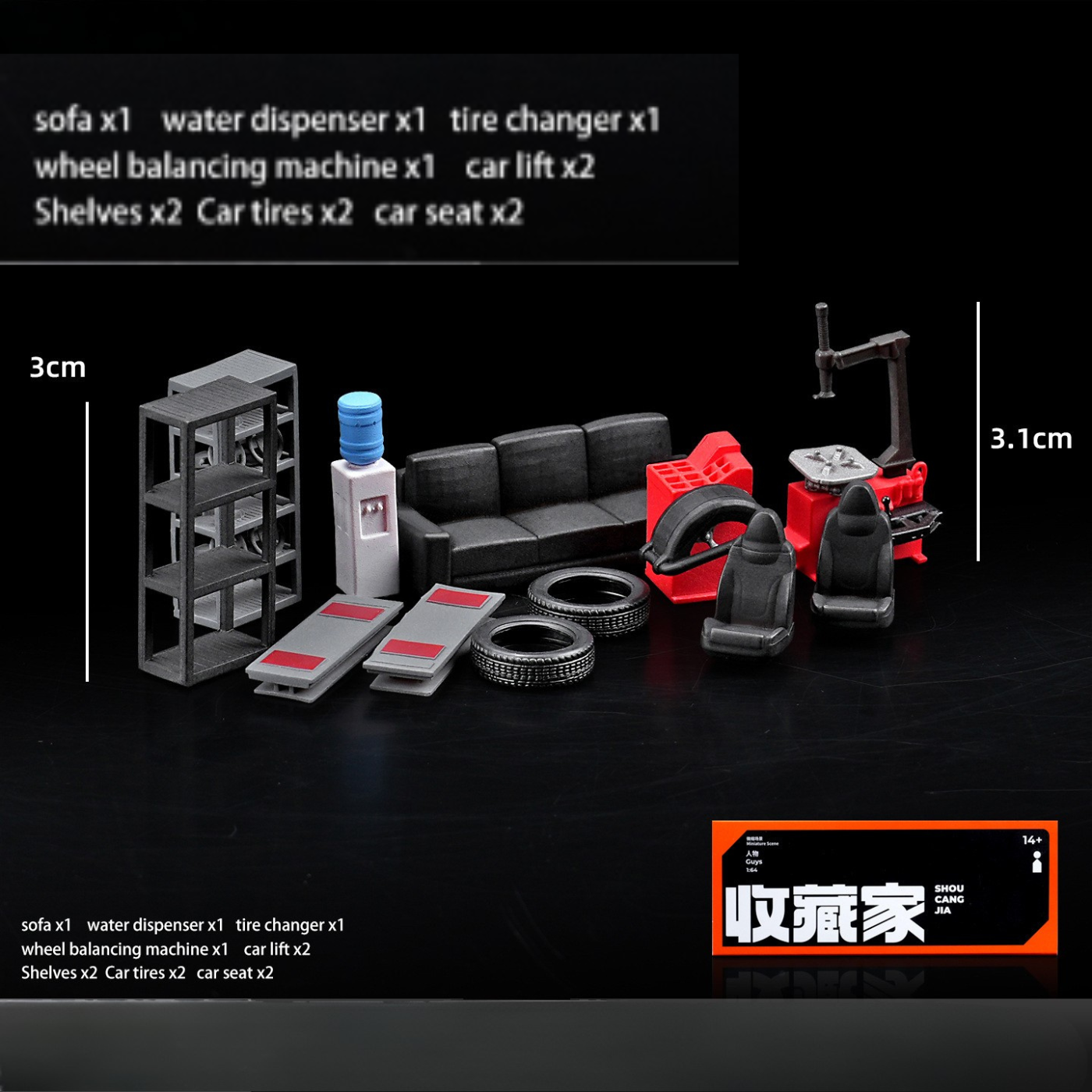 Bộ Phụ Kiện Sửa Xe 1:64 – Resin Sơn Sẵn, DIY