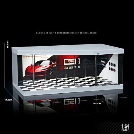 Mô Hình Diorama 1:64 – Cảnh Garage Đường Đua - Có Đèn LED - Hộp Trưng Bày Chống Bụi- Lắp Ráp Dễ Dàng.