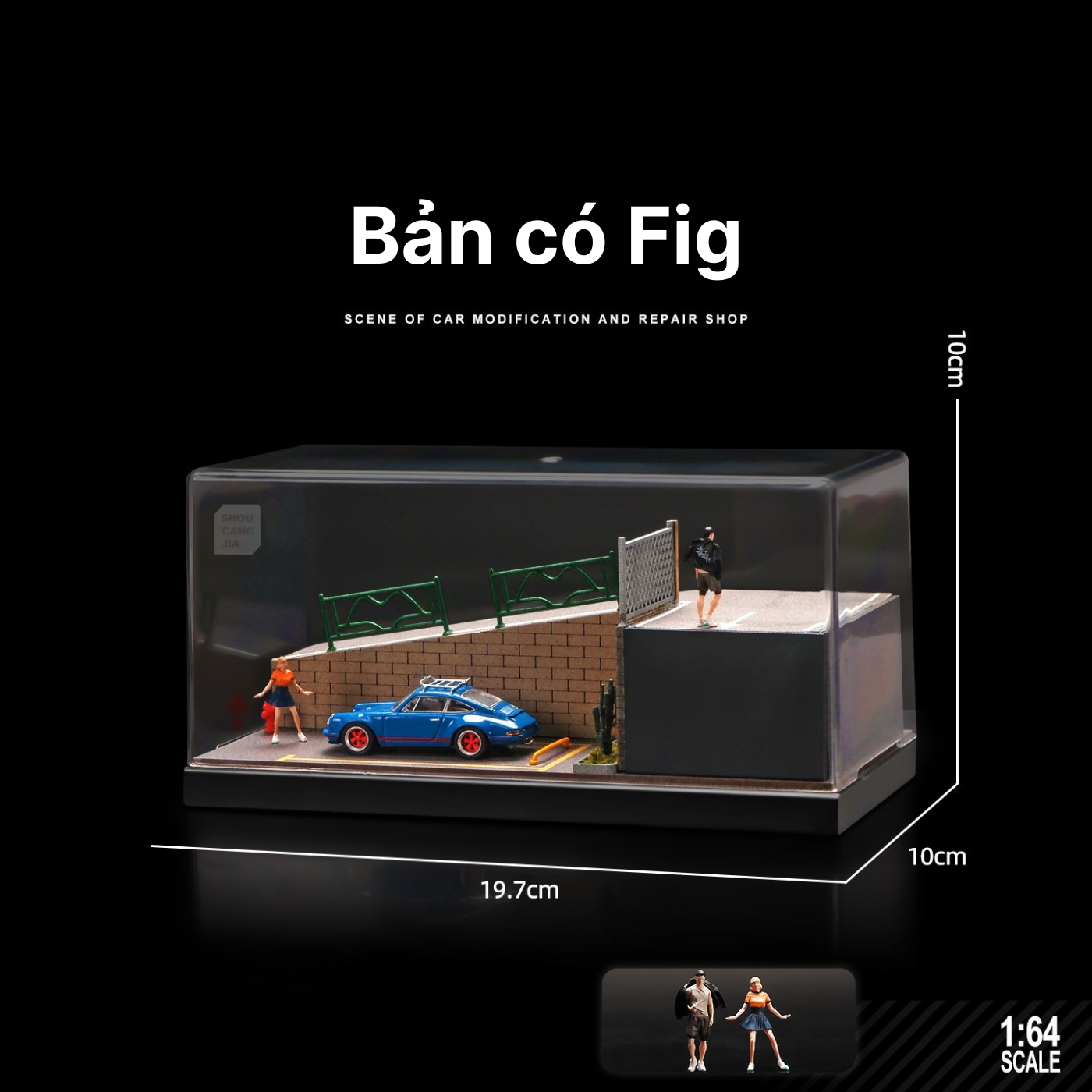 Mô Hình Diorama 1:64 – Cảnh Phố Dốc, Xe Kim Loại, Hộp Trưng Bày Chống Bụi - Garage mini 1:64 cho bàn làm việc.