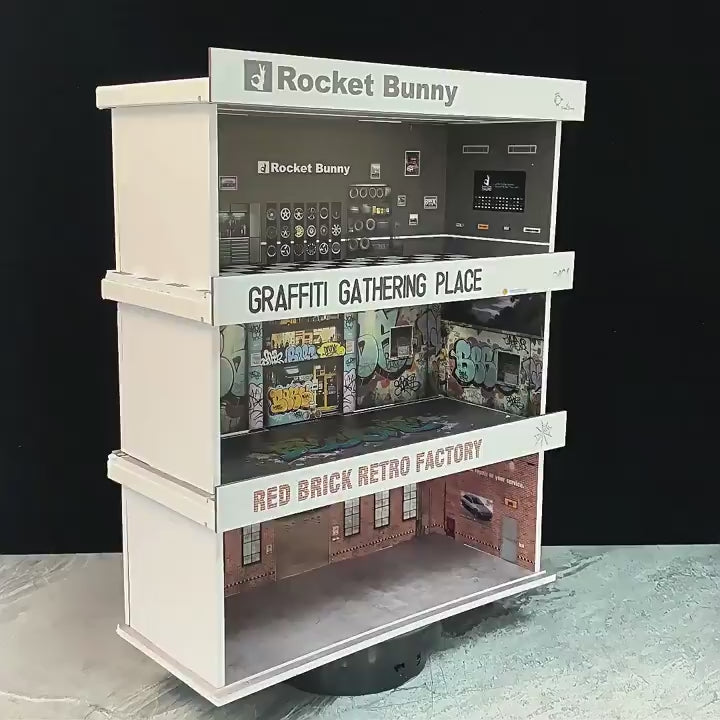 Garage  Trưng Bày Xe Mô Hình 1:64 Có Đèn LED – Tủ Mica Mini - Lắp Ráp Dễ Dàng.