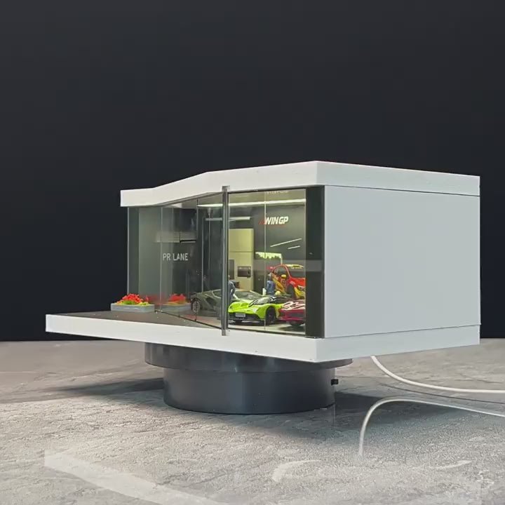 Mô Hình Diorama 1:64 – Cảnh Garage Đường Đua - Có Đèn LED - Hộp Trưng Bày Chống Bụi- Lắp Ráp Dễ Dàng.