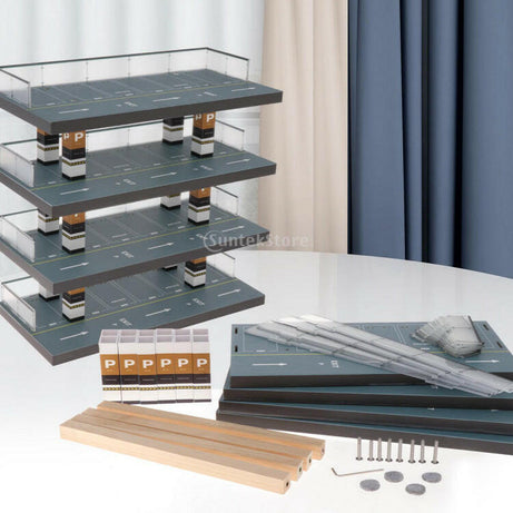 Garage Trưng Bày Xe Mô Hình 1:64 – Bãi Đỗ Xe Giả Lập Có Đèn LED - Tủ Acrylic Chống Bụi - Kệ Lưu Trữ Xe Diecast (Tomica, TLV, Hot Wheels, Mini GT).