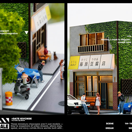 Mô Hình Diorama 1:64 – Nhà Hàng Fuji 2 Tầng - Có Đèn LED - Diorama trưng bày xe mô hình 1:64 có LED.