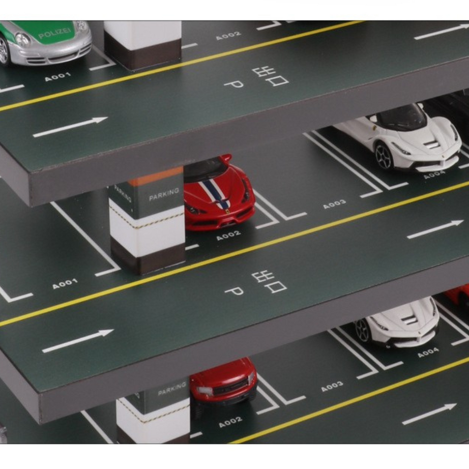 Garage Trưng Bày Xe Mô Hình 1:64 – Bãi Đỗ Xe Giả Lập Có Đèn LED - Tủ Acrylic Chống Bụi - Kệ Lưu Trữ Xe Diecast (Tomica, TLV, Hot Wheels, Mini GT).