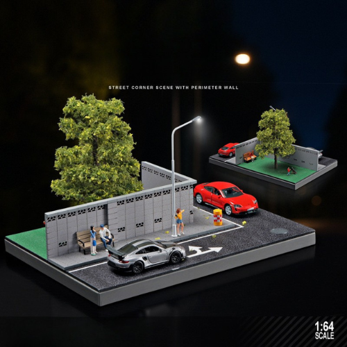 Mô Hình Diorama 1:64 – Cảnh Góc Phố, Góc Đường Có Đèn LED, Xe Mini 3D - Quà tặng cho người sưu tập xe mô hình.