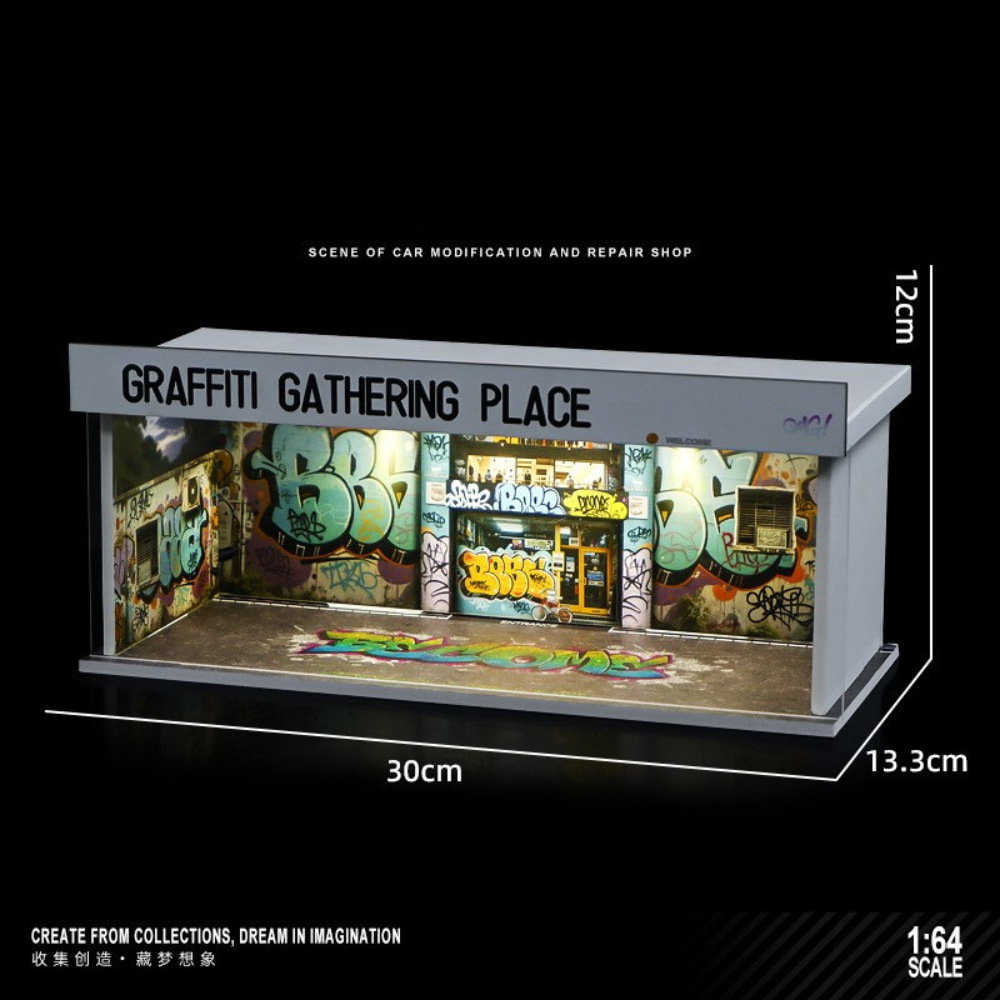 Garage  Trưng Bày Xe Mô Hình 1:64 Có Đèn LED – Tủ Mica Mini - Lắp Ráp Dễ Dàng.