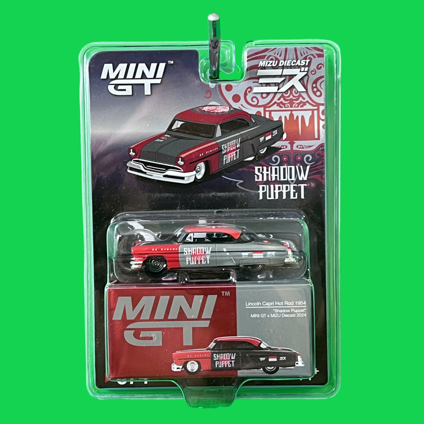 [CHASE] Xe Mô Hình Mini GT x Mizu 1:64 Lincoln Capri Hot Rod 1954 “Shadow Puppet” Chase MGT874-3F – Xe mô hình sưu tầm giới hạn.