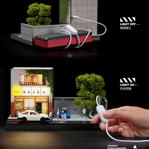 Mô Hình Diorama 1:64 – Nhà Hàng Fuji 2 Tầng - Có Đèn LED - Diorama trưng bày xe mô hình 1:64 có LED.